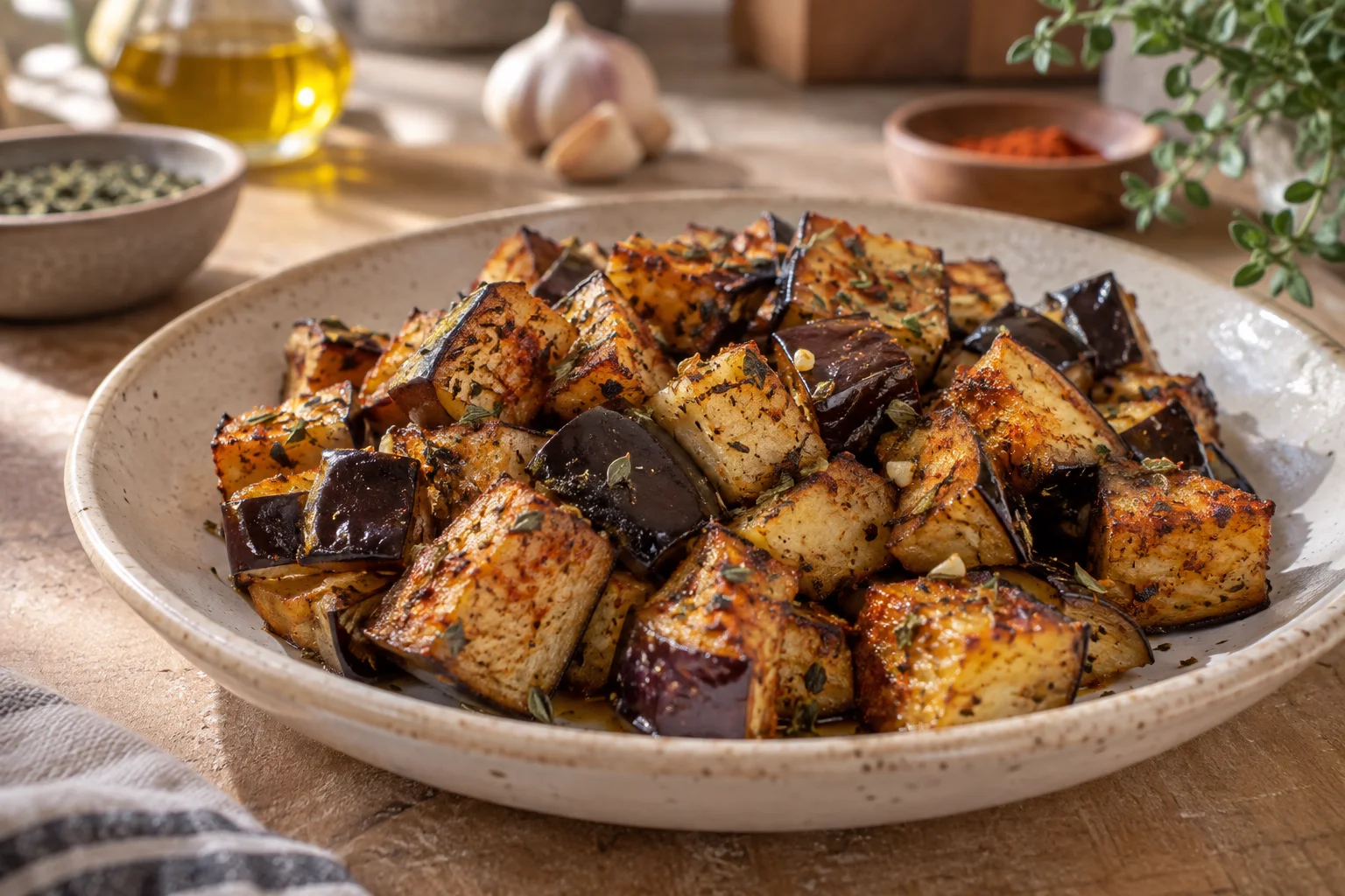 Berenjena en airfryer: dorada por fuera y tierna