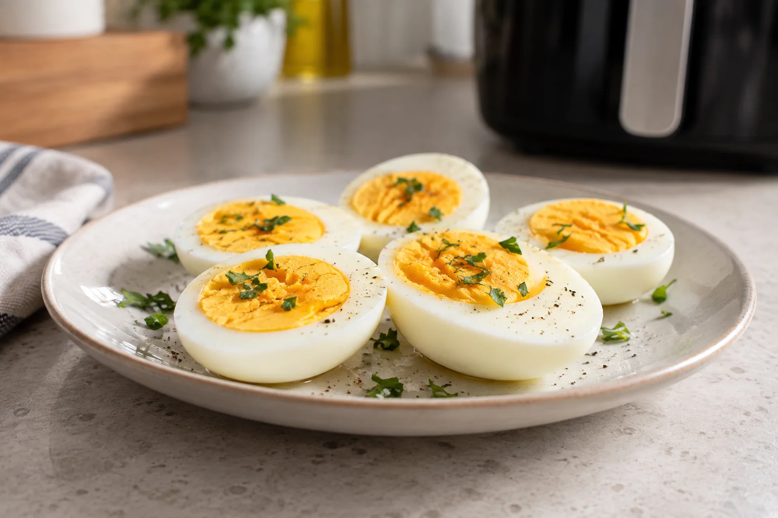 Huevos duros en freidora de aire: ¡con truco!
