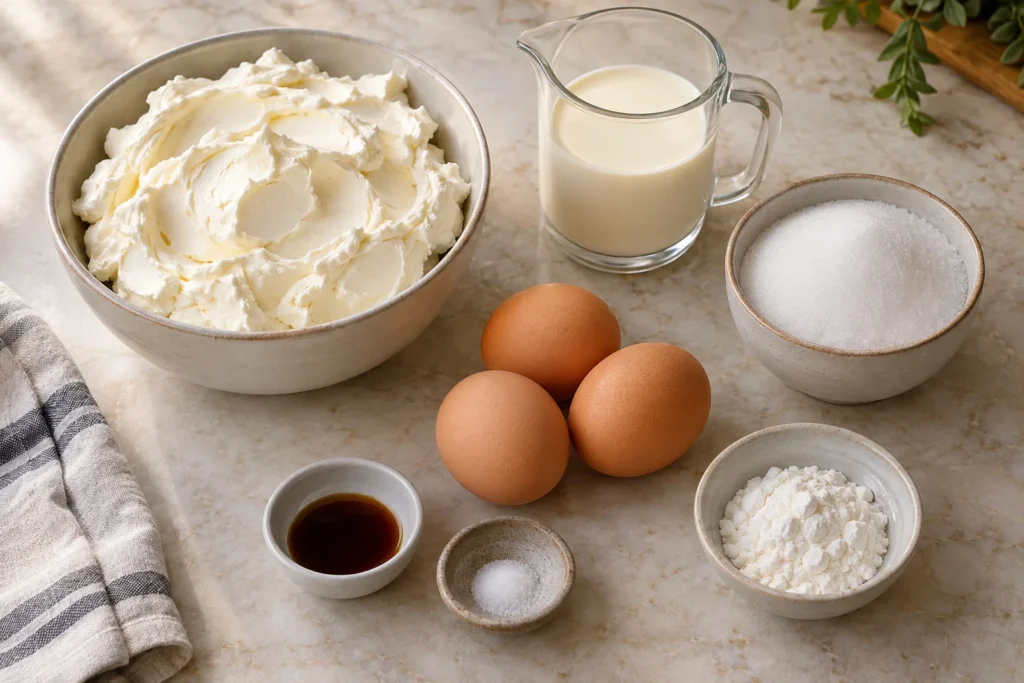 Ingredientes para preparar tarta de queso