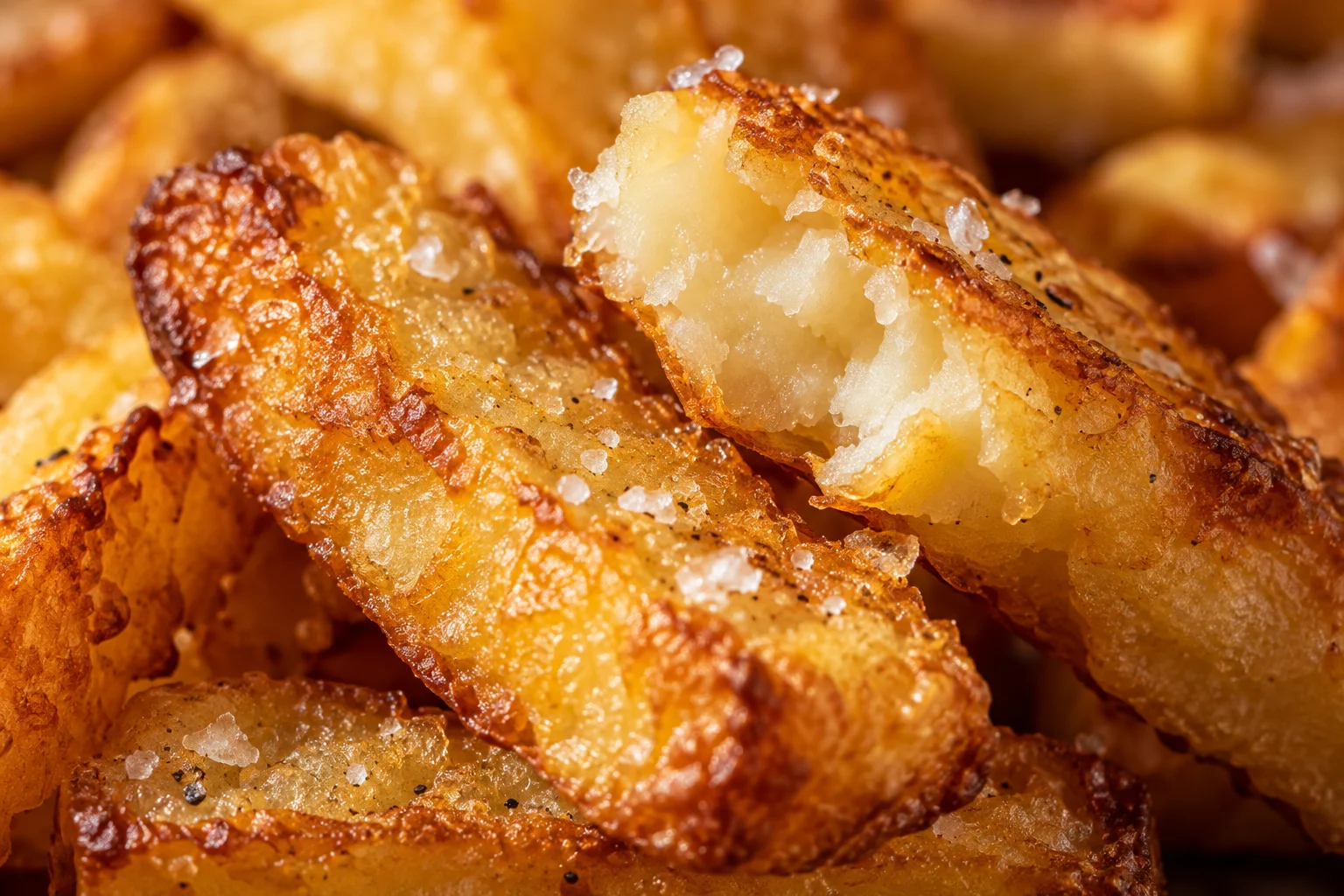Patatas en airfryer crujientes y doradas en primer plano