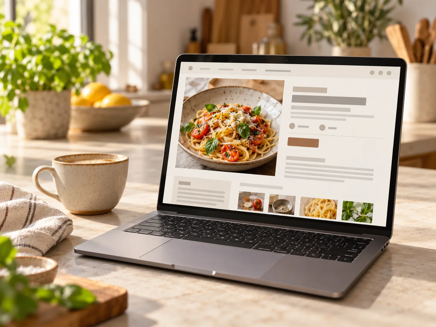 Receta de airfryer publicada en un ordenador portátil
