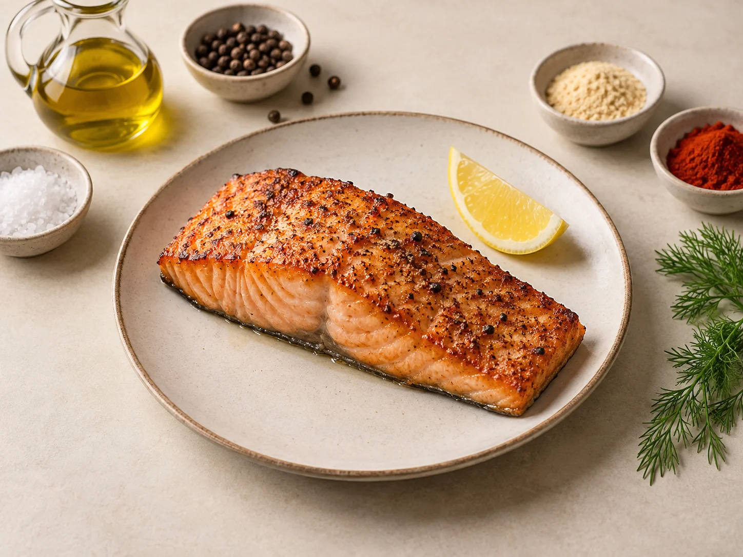 Salmón en airfryer servido con limón y especias, receta rápida de 10 minutos